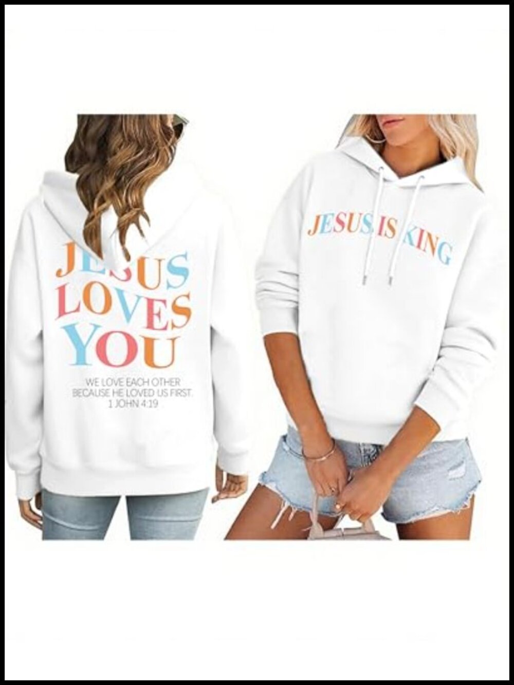 Faith Over Fear Christian Hoodie Jesus Loves You Graphic Pullover